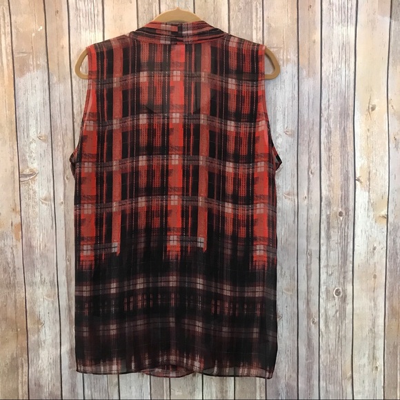SOLD Vince Camuto Faux Wrap Plaid Blouse 2X - Picture 4 of 6
